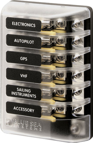 ST Glass 6 Circuit Fuse Block w/ Negative Bus and Cover